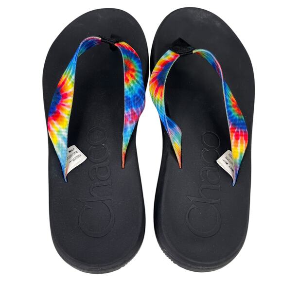 Chaco Mens Flip Flop Sandals 11 Tie Dye Rainbow - Picture 7 of 10